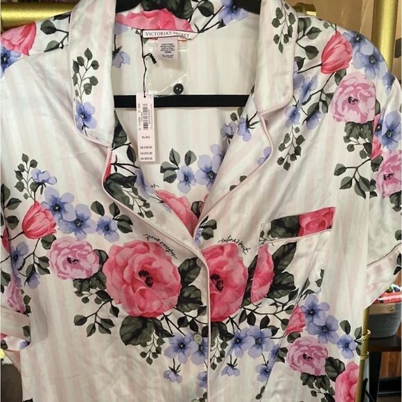 Victoria’s Secret Pink shorts pajamas floral print size XL NEW Romper pocket - Picture 4 of 13